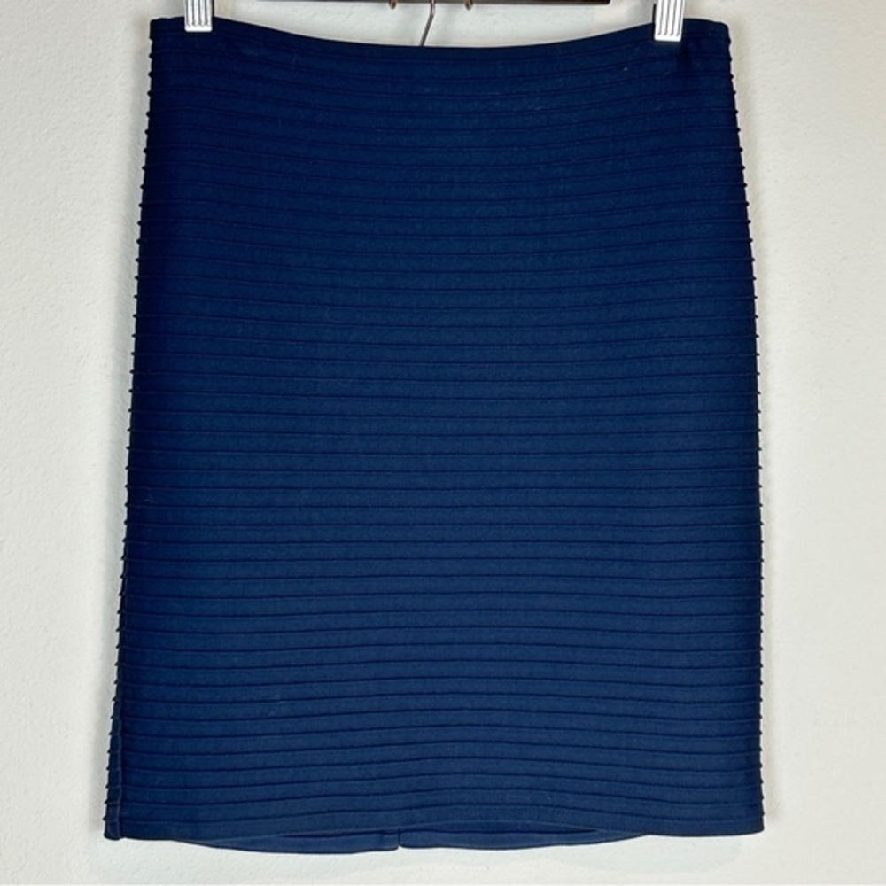Tadashi Shoji Navy Ribbed Pencil Mini Skirt XS